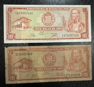 Peru 10 Soles Banknotes (Both Included) - Picture 1 of 2