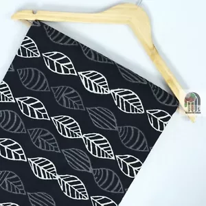 Indian Hand Block Black Cotton Fabric Natural Print Handmade Sanganeri 1 Yard - Picture 1 of 5