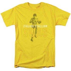 Rocky Stallion Swag T Shirt Mens Licensed Boxing Movie Balboa Yellow - Picture 1 of 2