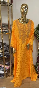 African Owambe Party Caftano/Bubu, Colore Arancione - Foto 1 di 10
