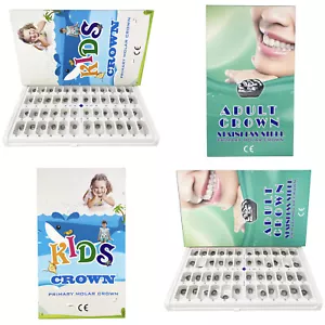 5/48/96 piezas Corona Dental Niños Adultos Acero Inoxidable Coronas Molares Primarias Pediátricas - Imagen 1 de 22