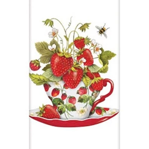 Mary Lake-Thompson Strawberry Plant Teacup & Saucer Flour Sack Kitchen Towel - Picture 1 of 3