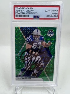 Jeff Saturday Signed 2020 Panini Mosaic Green IP Auto PSA/DNA Indianapolis Colts - Picture 1 of 2