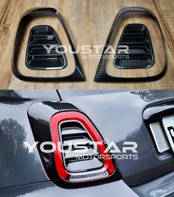 适用于 2016 + 菲亚特 500 Abarth 595 695 碳纤维效果尾灯环绕和 3D 百叶窗 — 第 1/4 张图片