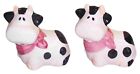 Cute Little Cows Salt & Pepper Shakers ? Black & White With Pink Neck Scarf ? 3?