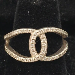 Eleganter 925 Sterling Silber CZ Crossover Damen Ring 3,3gr. Größe 7 - Bild 1 von 12
