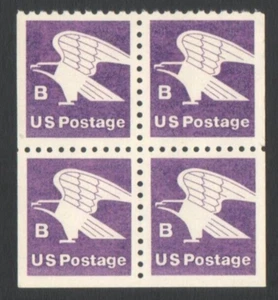 Vintage Unused US Postage Block 18 Cent B Stamps Purple B Eagle US Postage Stamp - Picture 1 of 2
