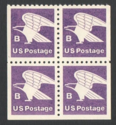 Vintage Unused US Postage Block 18 Cent B Stamps Purple B Eagle US Postage Stamp - Image 1 of 2