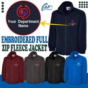 Personalised Custom Embroidered Full Zip Fleece Jacket Department Name Doctor - Picture 1 of 18