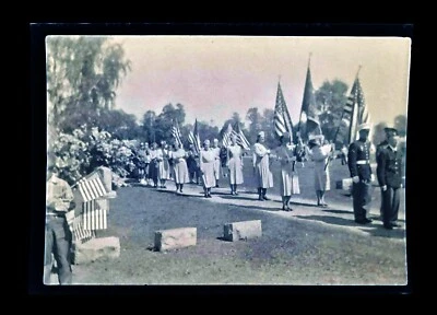 1950s Memorial Day Cemetery Female Soldiers Vtg Photo Negative Grave Flag N - Image 1 of 4