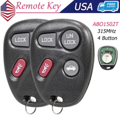 2 For 1996 1997 1998 1999 2000 2001 2002 Chevy Camaro Remote Key Fob ABO1502T - Image 1 of 4
