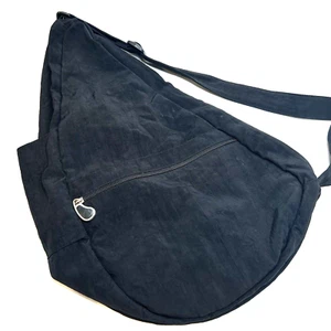 ~Urban  AMERIBAG Black Distressed Nylon Sling Backpack Crossbody Urgenomic Bag - Picture 1 of 10