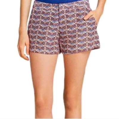 JOIE Women Orange & Blue Merci Printed Linen & Silk Blend Mini Shorts Size 4 - Image 1 of 4