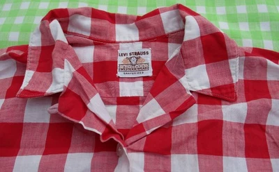 Camisa Occidental Vintage Años 50 Levis Cuerno Corto Cuadros Guinga Cuello Lazo Abierto S/M Foto 1 de 4