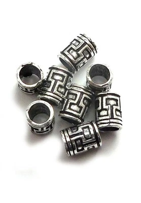 18 PCS 10X7MM HOLLOW LARGE HOLE BEAD ANTIQUE STERLING SILVER PLATED 817 FUL-653 - Image 1 of 3