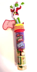 Vintage Santa Grinch Plüschpuppe Süßigkeitenspender mit Aufklebern & Süßigkeiten - Bild 1 von 1