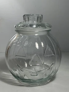 Vintage Libbey Clear Glass Pumpkin Jar 7 in. - Picture 1 of 13