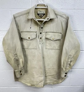 ORVIS Malpai Thick Cotton Canvas Snap Front Popover Shirt / Medium / DESTROYED - Picture 1 of 7