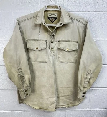 ORVIS Malpai Thick Cotton Canvas Snap Front Popover Shirt / Medium / DESTROYED - Image 1 of 4