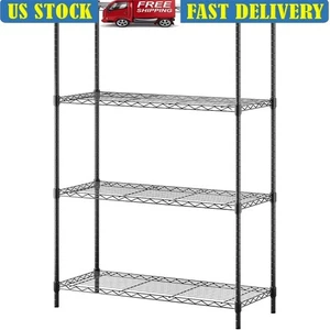 Adjustable Metal Shelving Unit Heavy Duty 4 Tier Storage Rack Tool Free Assembly - Picture 1 of 16