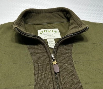 De Colección Orvis 100% Lana Verde Oliva Cremallera Completa Forrada Windstopper Suéter Chaqueta Para Hombres L Foto 1 de 4