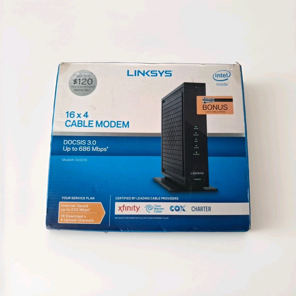 Linksys Cable Modem Model CM3016 DOCSIS 3.0 16x4 open box - Image 1 of 1