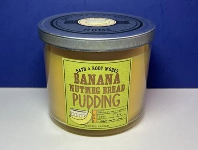Vela Bath & Body Works Pudim de Pão Banana Noz-moscada 3 Pavios 14,5 oz - NOVO - Imagem 1 de 4