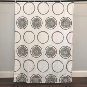 Mod Bath Shower Stall Curtain Classic Geometric Circle Medallions 53 in x 72 in - Picture 1 of 2