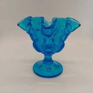 LE Smith Blue Moon and Stars Handkerchief Edge Pedestal Candy Nut Bowl Compote - Picture 1 of 7