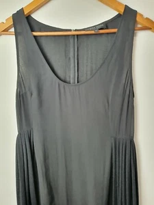 White Suede Multi-way Waist Tie Sheer Mesh Black Layered Womans Dress Top Size 8 - Picture 1 of 6