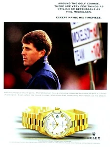 Phil Mickelson Rolex Perpetual Day Date Vintage 1999 anuncio impreso original 8,5x10,5" - Imagen 1 de 5