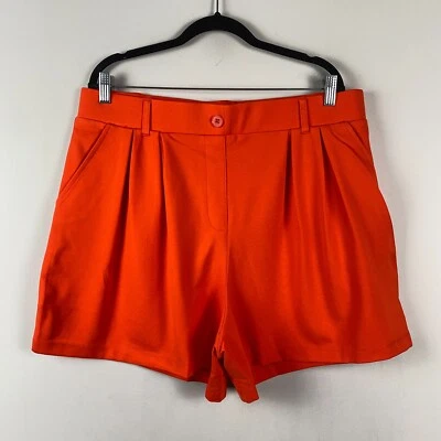 Pantalones Cortos Betabrand Para Mujer 2XL Naranja Años 90 Plisados Pantalón Tiro Alto 5 Pulgadas Mamá Foto 1 de 4