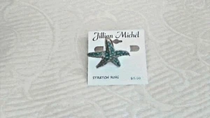 Anillo Estrella de Mar de Jullian Michel Esmaltado Verde Turquesa Metal Elástico NUEVO CON ETIQUETAS - Imagen 1 de 2