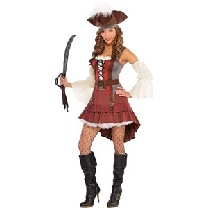 Amscan 844623 Schiffbrüchiger Piratenkostüm für Erwachsene, groß (10-12), schwarz und rot - Bild 1 von 5