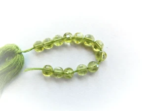 Peridot, Faceted Coin Beads 4mm x 2mm Approx, Great Clarity! Bag Of 15 Beads - Bild 1 von 1