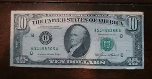 1985 $10 Dollar Note Federal Reserve of St. Louis H91488366A - Picture 1 of 2
