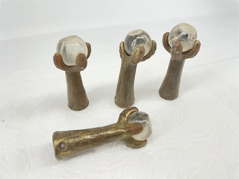 Antique Vintage Solid Brass Claw Talon Glass Ball Stool Table Feet Cover