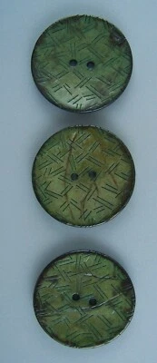LARGE CARVED COCONUT BUTTONS - SET OF 3 - Image 1 of 3