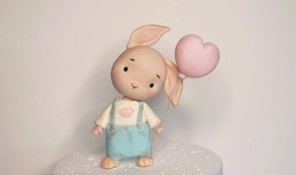 Decoração de bolo coelho Fondant 4-5 pol., estatueta de decoração de Páscoa, presente de dia das mães - Imagem 1 de 1