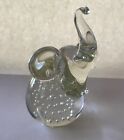 Vintage Paperweight Elephant Figurine Bubble Trap Clear Glass 4' Small Animals