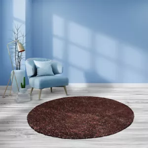 Eco-Friendly Hand Tufted Shag Polyester Round Area Rug Solid Brown BBH Homes - Picture 1 of 5