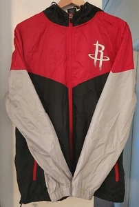 NBA Mens Jacket Small Houston Rockets Windbreaker Sweater Hoodie Zip Red Black - Picture 1 of 8