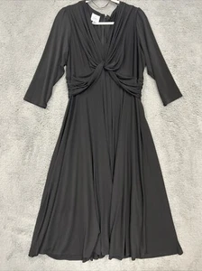 Suzi Chin Maggy Boutique Cocktail Dress Womens 16W Black Polyster Long Back Zip - Picture 1 of 13