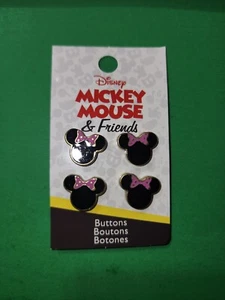 NWT Mickey Mouse & Friends buttons Minnie Blumenthal Lansing 4/Card 1/2" - Picture 1 of 2