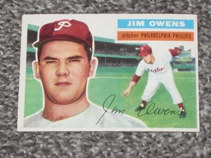 1956 Topps Baseball #114 Jim Owens NM Gray Back - Picture 1 of 2