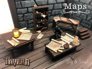 Map 10 Pack for D&D Pathfinder 100% Handmade Scatter Terrain Tavern Miniatures - Picture 1 of 3
