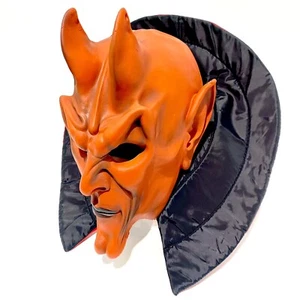 Vintage 90er Jahre Halloween Latex Maske Made in Sri Lanka roter Teufel mit Kopfkappe Gummi - Bild 1 von 9