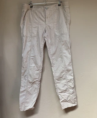Pantalones Anthropologie HEI HEI Mujer Beachwalk Talla 28 Crema Rayas Informales Foto 1 de 4