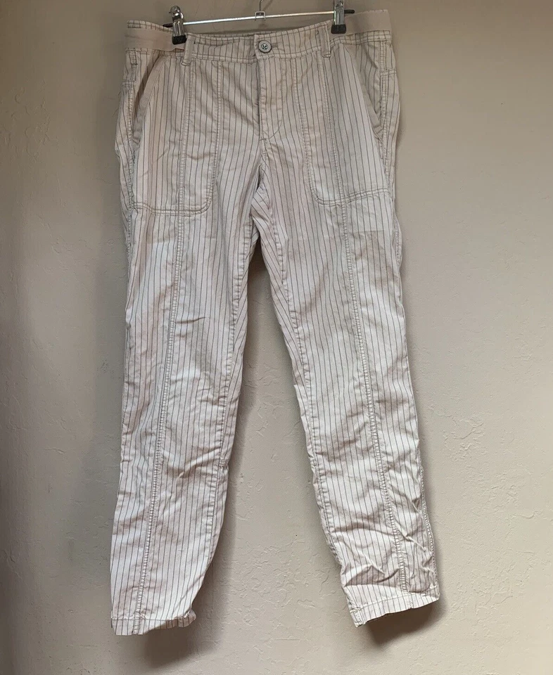Pantalones Anthropologie HEI HEI Mujer Beachwalk Talla 28 Crema Rayas Informales Foto 1 de 4