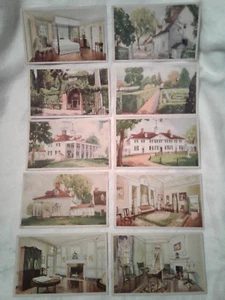 Vintage Set 10 Mount Vernon Leinen Postkarten - 1934 - unbenutzt - Bild 1 von 7